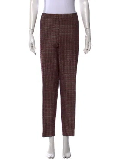 Pre-owned Marina Rinaldi Tweed Pattern Straight Leg Pants In Brown