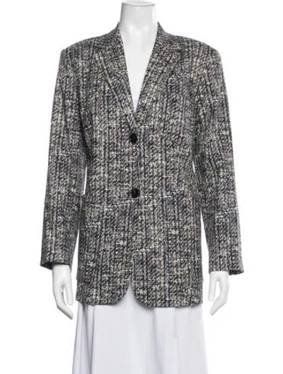 Pre-owned Marina Rinaldi Tweed Tweed Pattern Blazer In Blue/white