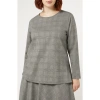 MARINA RINALDI MARINA RINALDI UBERTA POW CHECK LONG SLEEVE VIRGIN WOOL BLEND TOP