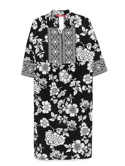 Marina Rinaldi Ursola Floral-print Dress In Black