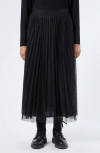 Marina Rinaldi Uscio Pleated Mesh Midi Skirt In Black