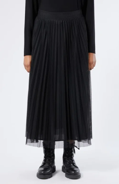 Marina Rinaldi Uscio Pleated Mesh Midi Skirt In Black