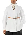 Marina Rinaldi Uscita Agoraio Ruffled Sleeve Tunic In White