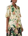 Marina Rinaldi Linen-cotton Floral Braies Shirt In Sand