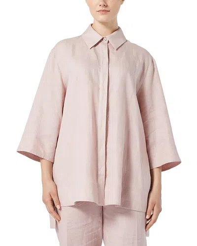 Marina Rinaldi Uscita Florida Linen Shirt In Antique Rose