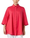 Marina Rinaldi Plus Bandolo Linen Shirt In Pink Red