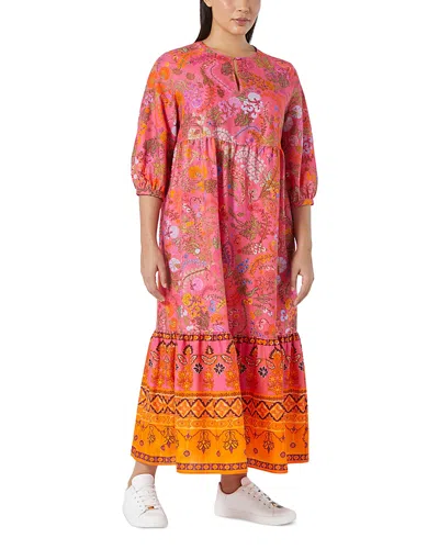 Marina Rinaldi Stecca Print Tiered Maxi Dress In Fuchsia