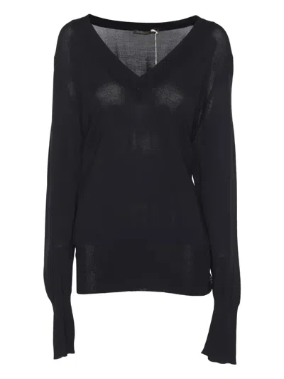 Pre-owned Marina Rinaldi V-neck Sweater In Blue