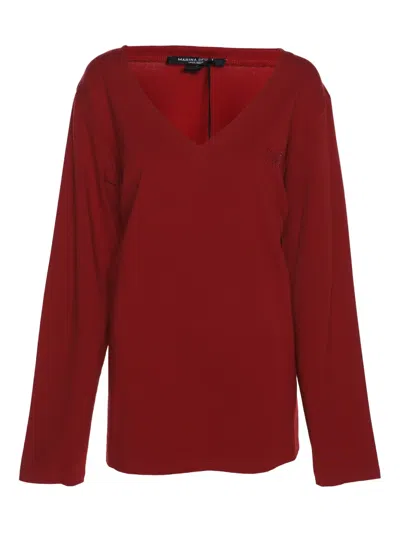 Pre-owned Marina Rinaldi V-neck Jersey In Red