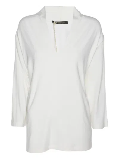 Pre-owned Marina Rinaldi V-neck Blouse In White