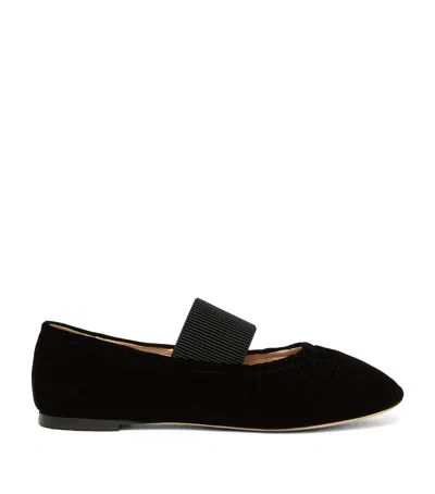 Marina Rinaldi Velvet Ballet Flats In Black