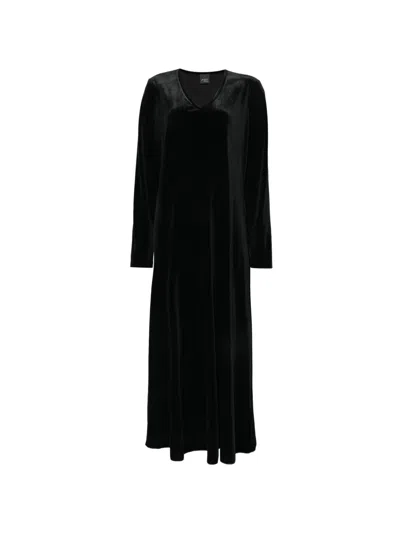 Marina Rinaldi Velvet V-neck Maxi Dress In Black