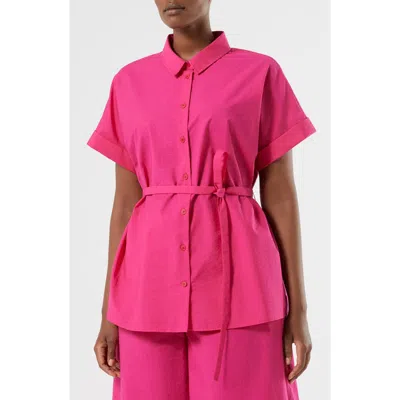 Marina Rinaldi Vetrino Tie Waist Shirt In Pink