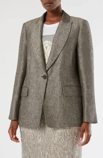 Marina Rinaldi Viale Linen Jacket In Gray