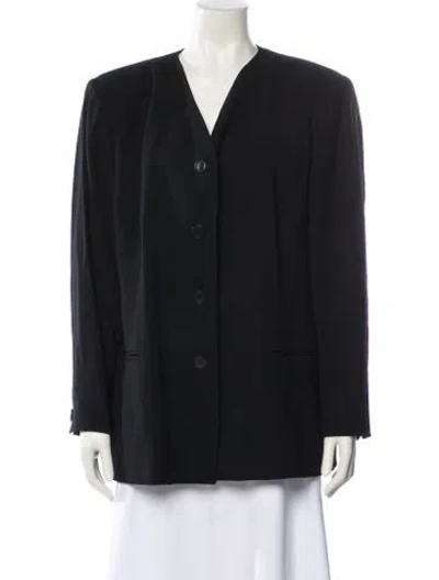 Pre-owned Marina Rinaldi Virgin Wool Blazer In Black