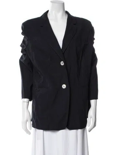 Pre-owned Marina Rinaldi Virgin Wool Blazer In Blue