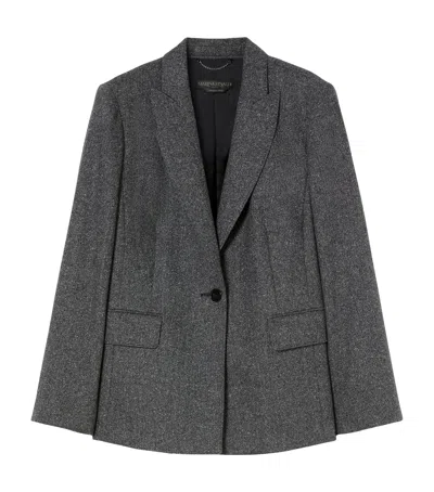 Marina Rinaldi Virgin-wool Blend Nolana Blazer In Gray