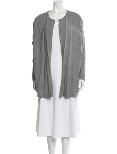 Pre-owned Marina Rinaldi Virgin Wool Cape W/ Tags In Gray