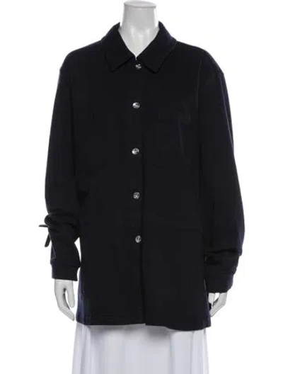 Pre-owned Marina Rinaldi Virgin Wool Coat In Blue