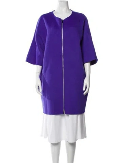 Pre-owned Marina Rinaldi Virgin Wool Coat In Purple
