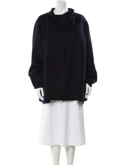 Pre-owned Marina Rinaldi Virgin Wool Coat W/ Tags In Blue