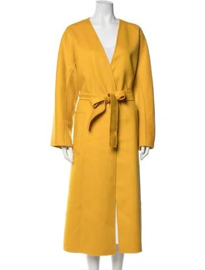 Pre-owned Marina Rinaldi Virgin Wool Coat In Yellow
