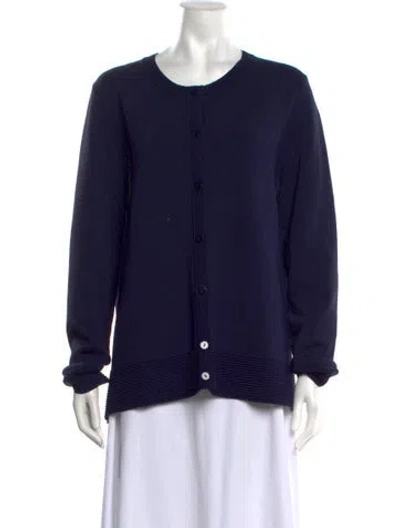 Pre-owned Marina Rinaldi Virgin Wool Crew Neck Sweater In Blue