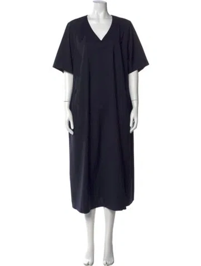 Pre-owned Marina Rinaldi Virgin Wool Long Dress In Blue