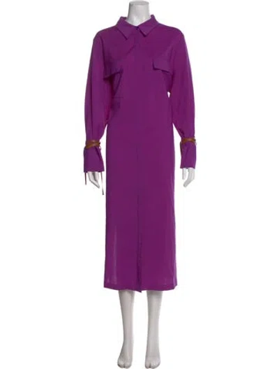 Pre-owned Marina Rinaldi Virgin Wool Midi Length Dress In Purple