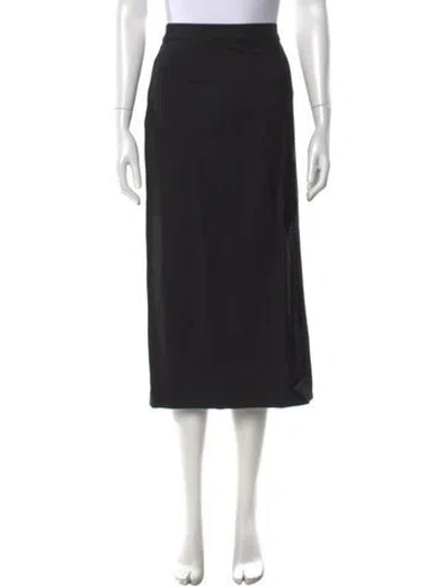 Pre-owned Marina Rinaldi Virgin Wool Midi Length Skirt In Black
