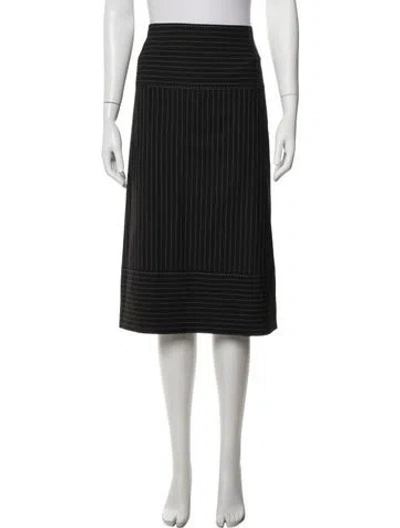 Pre-owned Marina Rinaldi Virgin Wool Midi Length Skirt In Black