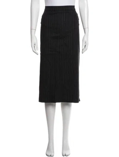 Pre-owned Marina Rinaldi Virgin Wool Midi Length Skirt In Blue