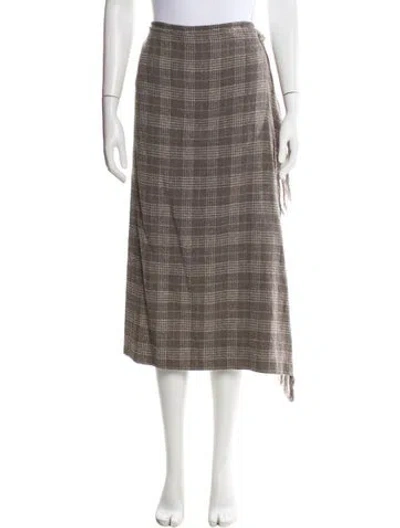 Pre-owned Marina Rinaldi Virgin Wool Midi Length Skirt In Gray