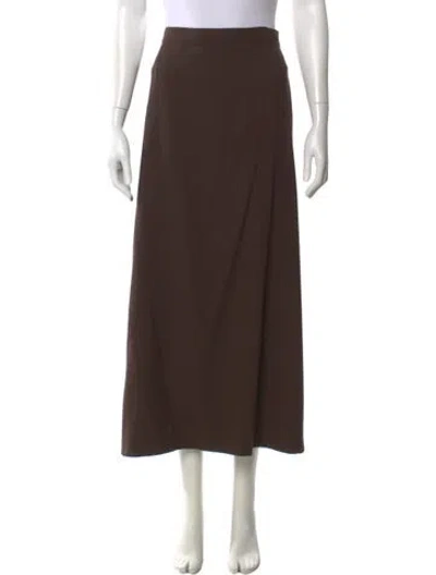 Pre-owned Marina Rinaldi Virgin Wool Midi Length Skirt W/ Tags In Brown