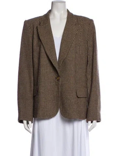 Pre-owned Marina Rinaldi Virgin Wool Plaid Print Blazer In Neutral