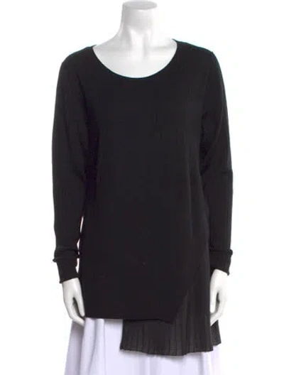 Pre-owned Marina Rinaldi Virgin Wool Scoop Neck Sweater In Black