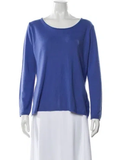 Pre-owned Marina Rinaldi Virgin Wool Scoop Neck Sweater In Blue