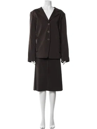 Pre-owned Marina Rinaldi Virgin Wool Skirt Suit In Brown