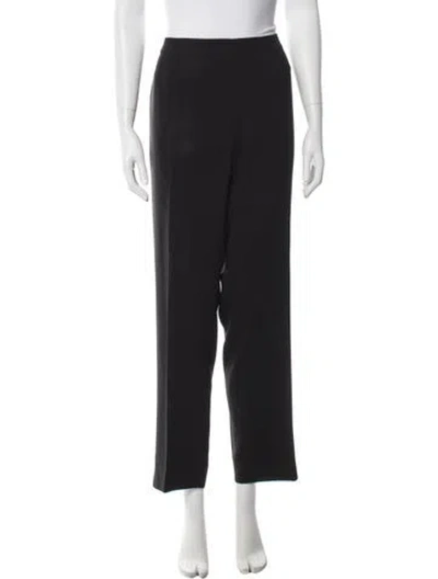 Pre-owned Marina Rinaldi Virgin Wool Straight Leg Pants In Black