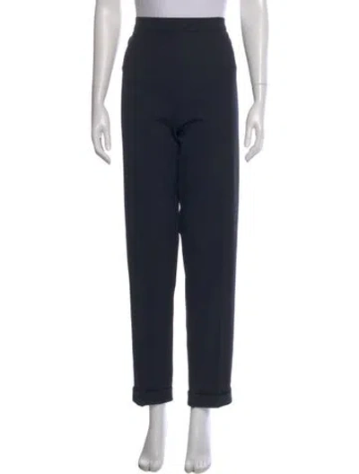Pre-owned Marina Rinaldi Virgin Wool Straight Leg Pants In Blue