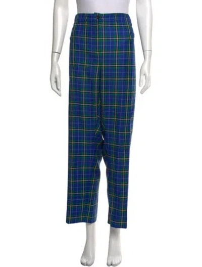 Pre-owned Marina Rinaldi Virgin Wool Straight Leg Pants In Blue