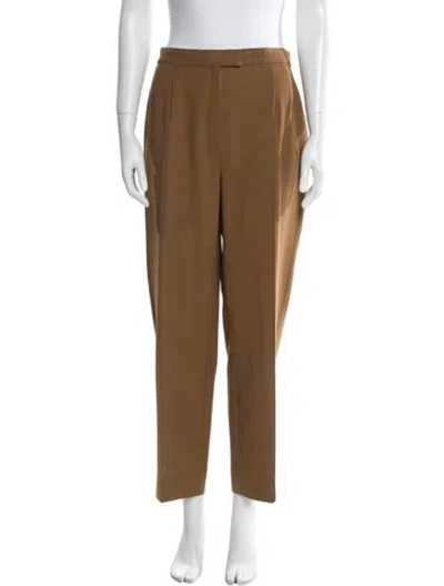 Pre-owned Marina Rinaldi Virgin Wool Straight Leg Pants In Brown