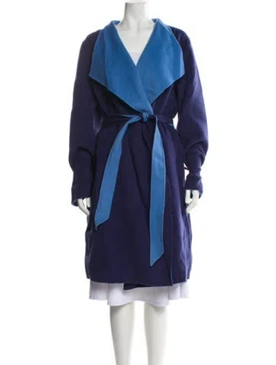Pre-owned Marina Rinaldi Virgin Wool Trench Coat In Blue