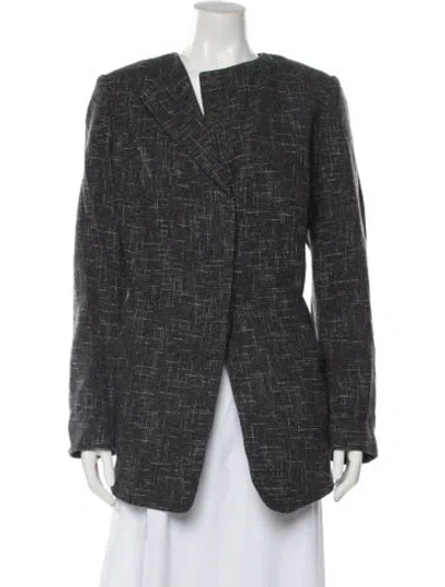 Pre-owned Marina Rinaldi Virgin Wool Tweed Pattern Evening Jacket W/ Tags In Gray