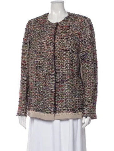 Pre-owned Marina Rinaldi Virgin Wool Tweed Pattern Jacket In Multi