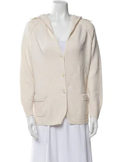 Pre-owned Marina Rinaldi Virgin Wool V-neck Sweater In Neutral