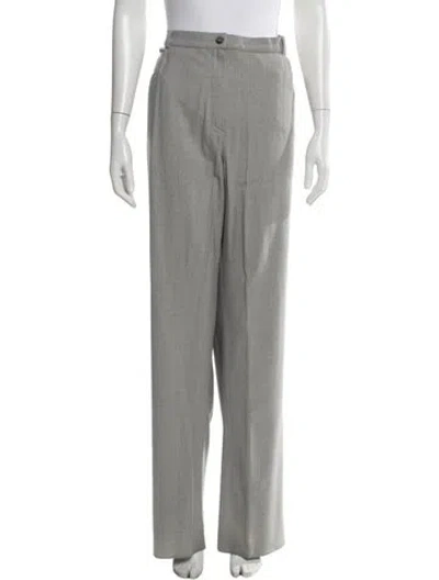 Pre-owned Marina Rinaldi Virgin Wool Wide Leg Pants In Gray