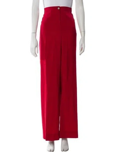Pre-owned Marina Rinaldi Virgin Wool Wide Leg Pants In Red