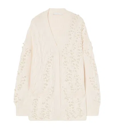 Marina Rinaldi Virgin Wool-blend Cardigan In Neutral