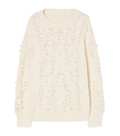 Marina Rinaldi Virgin Wool-blend Sweater In Neutral